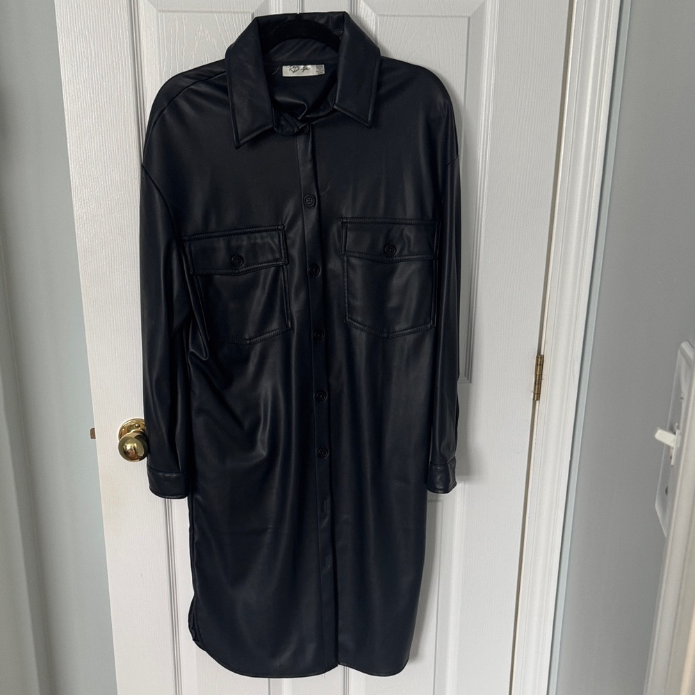 RD Style Women's Midnight Faux Leather Midi Dress